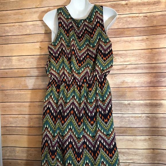 Blue Rain Aztec print dress. - Picture 3 of 5